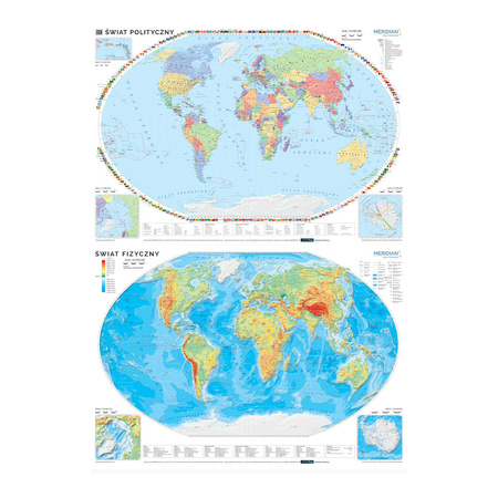 DUO Świat polityczny / fizyczny z elementami ekologii - dwustronna mapa ścienna 
