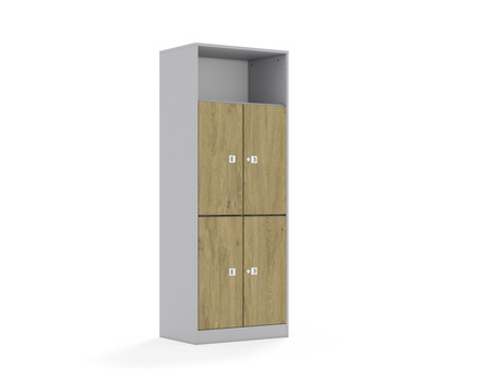 Regał Blox Base 70 5P 4F2 706x466x1869 korpus szary/4x front dąb