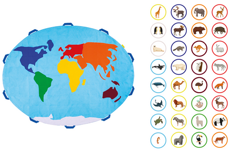 Zestaw Mata Edukacyjna Mapa Świata Zwierzęta 30 rzepów