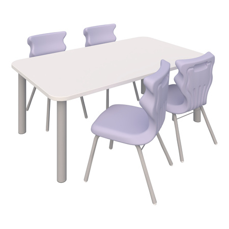 Zestaw 1x Stół SMART Prostokąt 120cm rozmiar + 4x krzesło CLASSIC- rozmiar 0