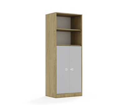 Szafa Blox Base 70 5P 2F3 706x466x1869 korpus dąb/2x front szary