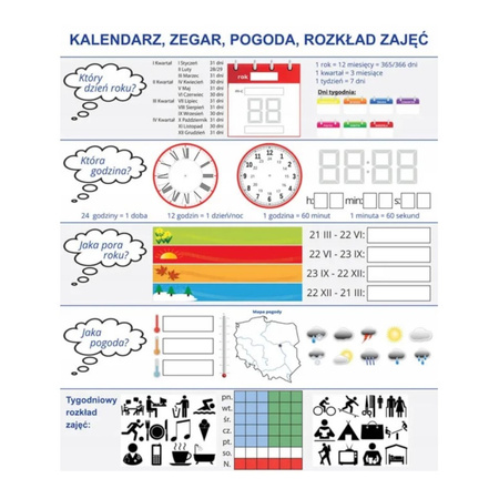 Nakładka magnetyczna 80x96 cm - kalendarz/zegar