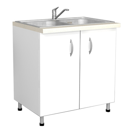 Szafka stojąca na nóżkach 2-drzwiowa ze zlewem 2-komorowym i baterią