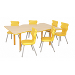 ZESTAW STOŁÓWKOWY STÓŁ FALA + 6 KRZESEŁ