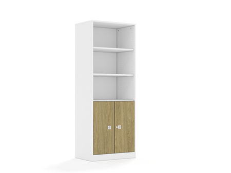 Regał Blox Base 70 5P 2F2 706x466x1869 korpus biały/2x front dąb