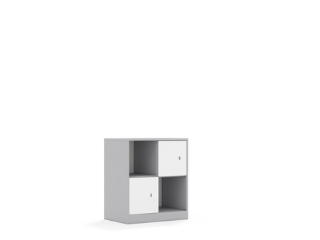 Regał Blox Base 70 2PP 2F1 706x466x813 korpus szary/2x front biały - wariant 4