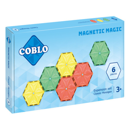 COBLO, magnetyczne klocki konstrukcyjne 6 płyt Hexagon 14 cm