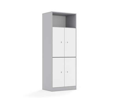 Regał Blox Base 70 5P 4F2 706x466x1869 korpus szary/4x front biały