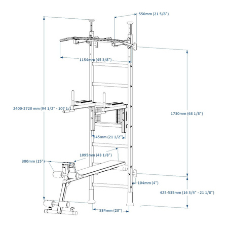 Wielofunkcyjna drabinka gimnastyczna BenchK 523W