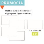 4x Tablica biała suchościeralno-magnetyczna z powłoką ceramiczną + 1x Tablica biała suchościeralno-magnetyczna z powłoką ceramiczną za 1 zł
