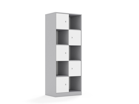 Regał Blox Base 70 5PP 5F1 706x466x1869 korpus szary/5x front biały