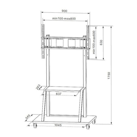 Stojak mobilny Techly 55"-100", 150kg z półką