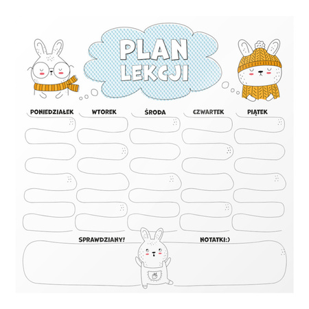 Tablica plan lekcji w ramie MDF- 5 sztuk