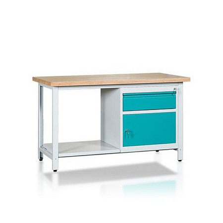 Stół warsztatowy 2-modułowy z szafką WSZ-B i półką W-P1