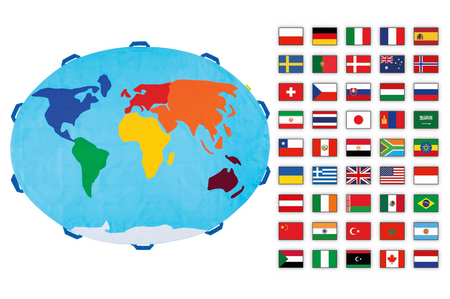Zestaw Mata Edukacyjna Mapa Świata Flagi 45 rzepów