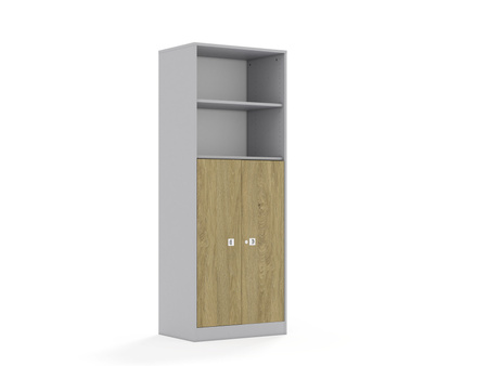 Szafa Blox Base 70 5P 2F3 706x466x1869 korpus szary/2x front dąb