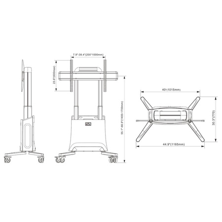Profesjonalny elektryczny mobilny stojak TV wózek do telewizorów LCD LED 60" - 120"