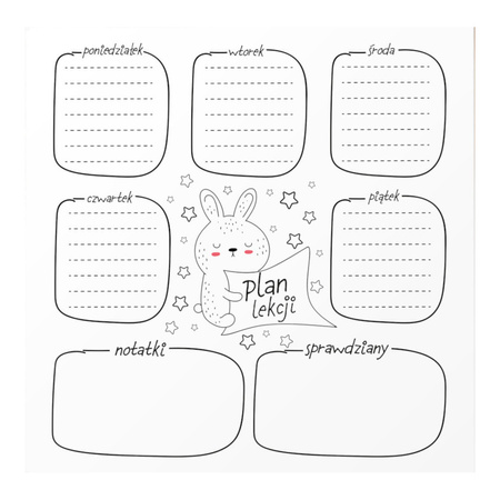 Tablica plan lekcji 40x40 cm w ramie A7 - 5 sztuk