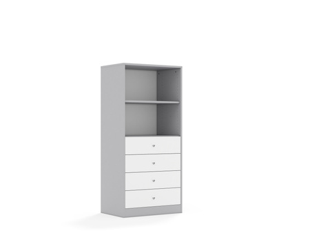 Regał Blox Base 70 4P 4S 706x466x1517 korpus szary/4x szuflada biała