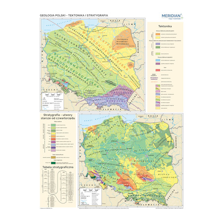 Geologia Polski - tektonika i stratygrafia - mapa ścienna