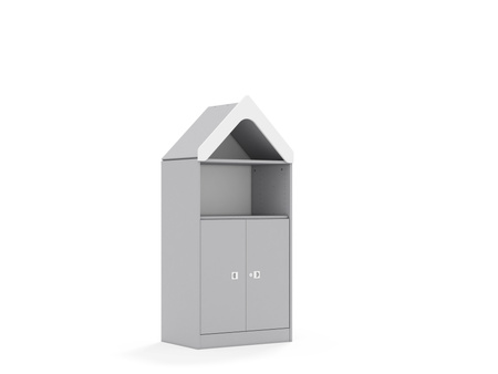 Regał Blox Base 70 3P 2F2 z daszkiem 706x466x1575 korpus szary/2x front szary