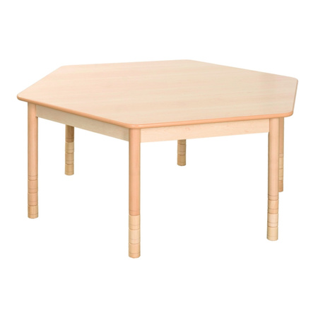 Stół przedszkolny Domino DS sześciokątny regulowana wysokość rozmiar 0-3